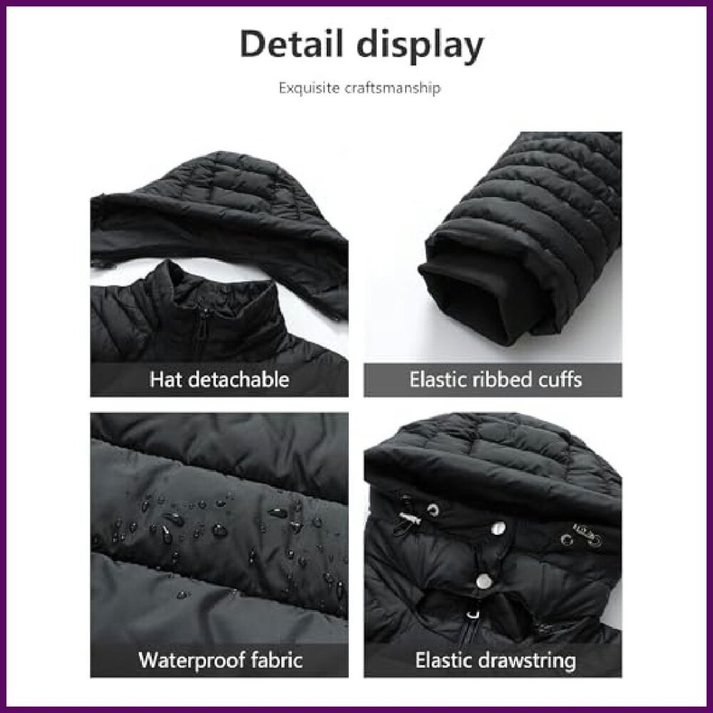 Lightweight Quilted Down Coat Windproof Waterproo… - image 6